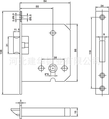【欧标碰珠锁体55ZR,滚珠锁,插芯锁,执手锁体】价格,厂家,图片,其他锁具,河北建华锁业-